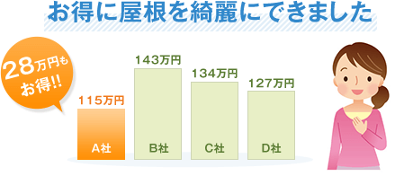 お得に屋根を綺麗にできました