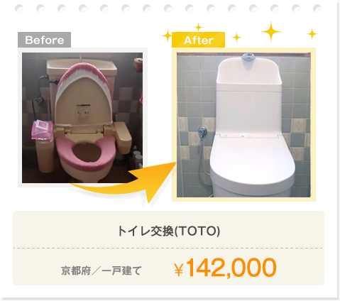 トイレ交換(TOTO)／京都府／一戸建て／￥142,000